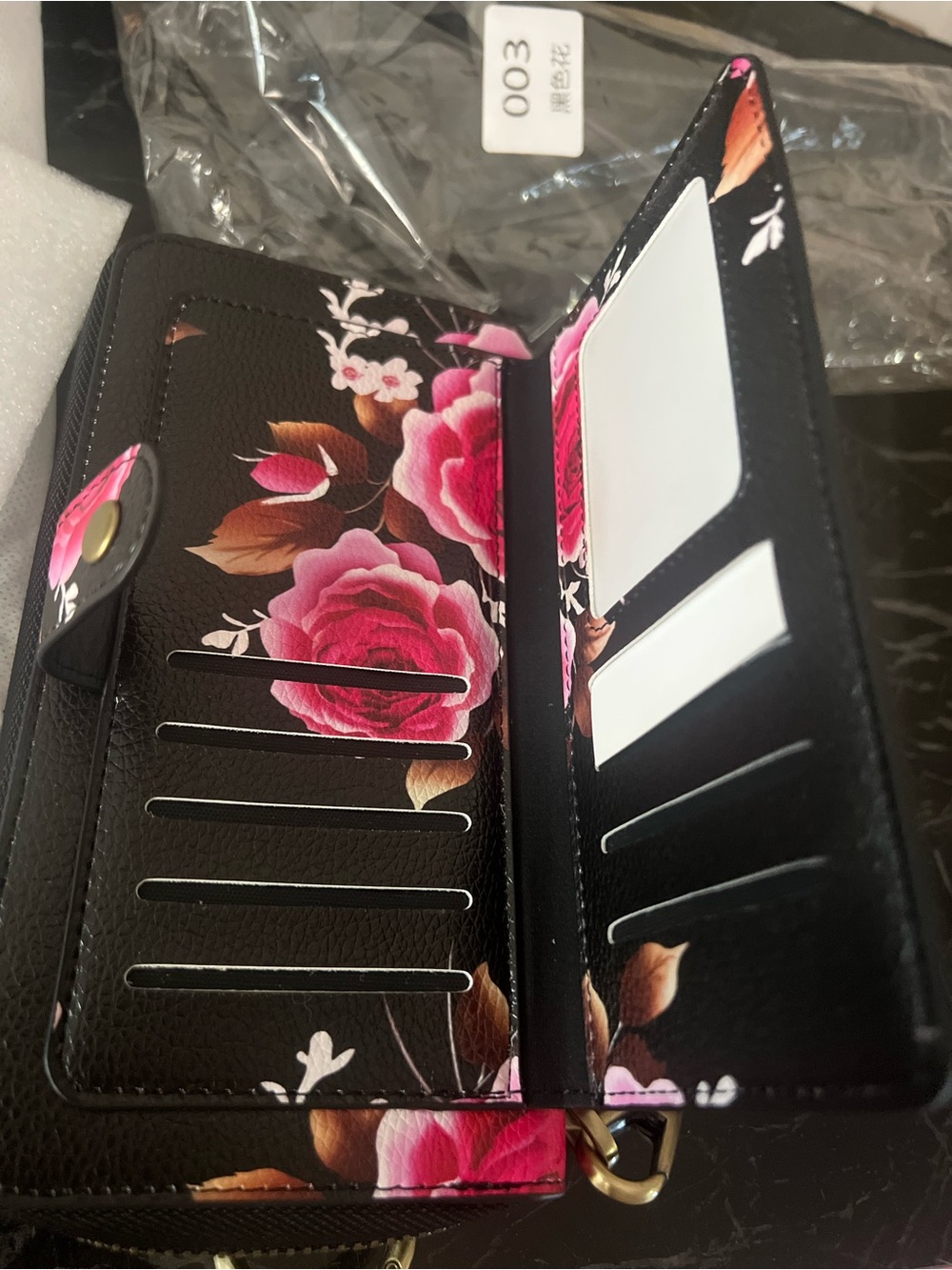 Wallet Flower Floral Pattern with Card Holders Zipper Purse RFID Wallet Wristba - Picture 7 of 8
